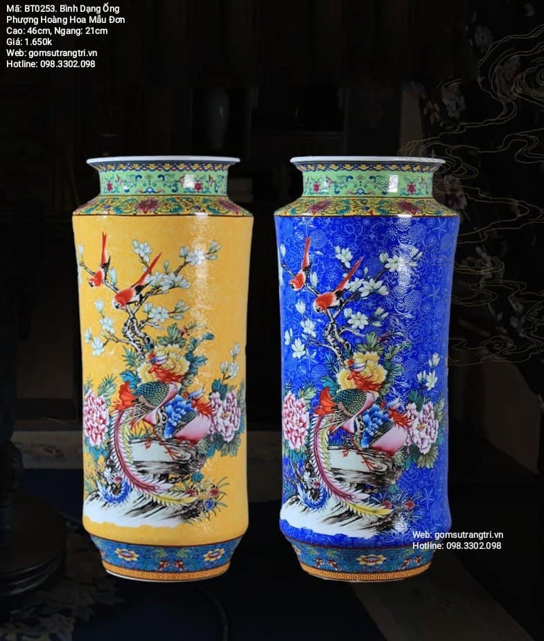 BÌNH DẠNG ỐNG PHƯỢNG HOÀNG HOA MẪU ĐƠN